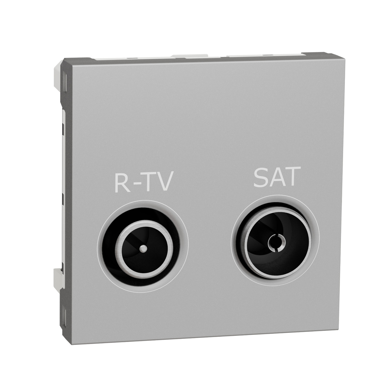 Розетка R-TV SAT одинарна, 2 модулі алюміній Schneider Unica New (NU345430)