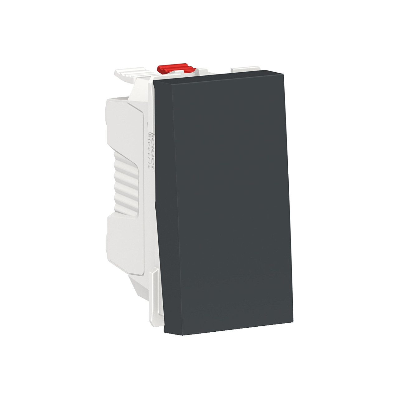 Вимикач 1-клавішний кнопковий схема 1, 10А, 1 модуль антрацит