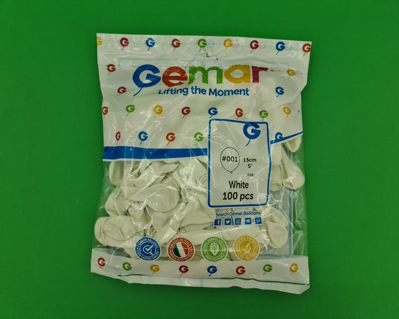 Повітряні кульки 5" (13 см) пастель білий 100 шт Gemar (1 пачка), фото 1