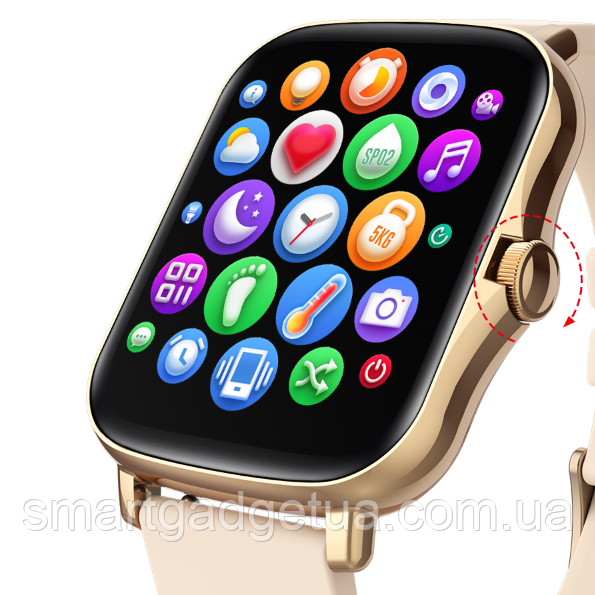 Жіночий Розумний Смарт годинник Smart Watch Y20 / P8 plus Тонометр Пульоксиметр IP67 Android iOS Gold