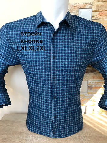 Стрейчева сорочка Amato slim з довгим рукавом в клітку. Акція, фото 1