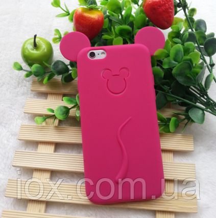 Силіконовий чохол Міккі Маус на Iphone 5/5S малиновий