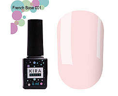 Камуфлююча база Kira Nails French Base 001 (ніжно-рожевий), 6 мл