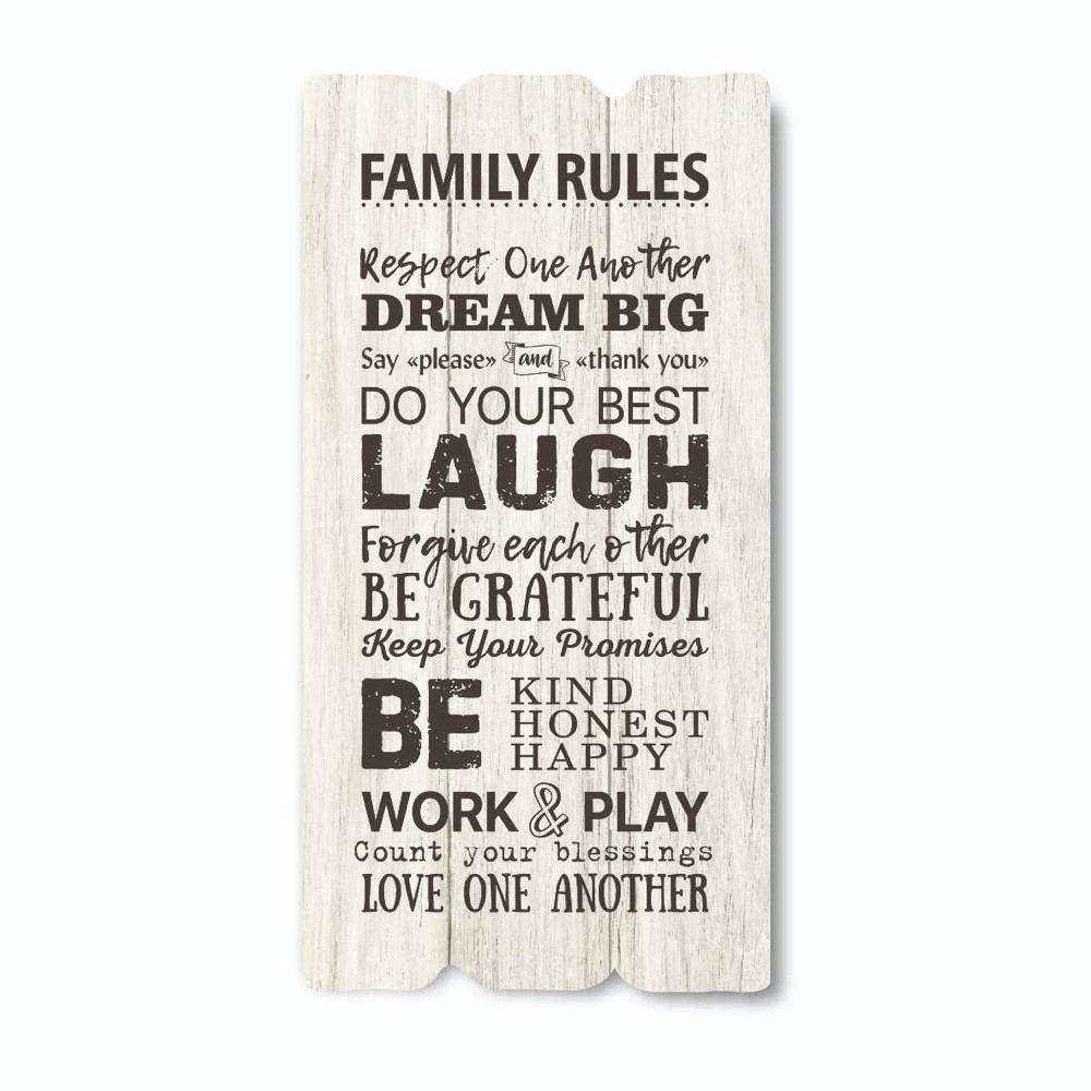Декоративна дерев'яна табличка 30х15 Family rules хрт10034ба Тур-Колекшн