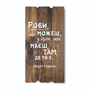Декоративна дерев'яна табличка 30х15 Роби що можеш, з тим, що маєш, там де ти є хрт10015у Тур-Колекшн