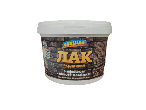 Лак акриловий для каменю мокрий камінь Akrilika 3 л