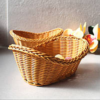 Плетёная корзинка для подачи хлеба из ПВХ коричневая HLS