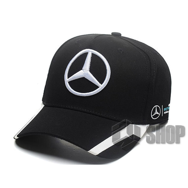 Кепка бейсболка Mersedes Benz AMG (Мерседес) чорна з смужкою