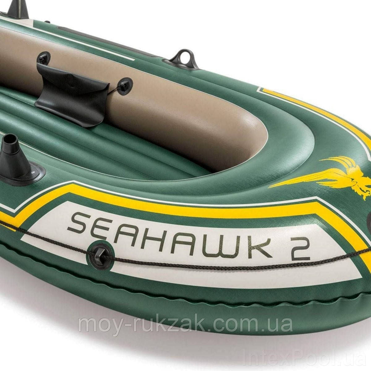 Надувная двухместная лодка Intex "Seahawk 2 SET", 68347, с насосом и вёслами, 236*114*37 см - фото 2 - id-p1366765209