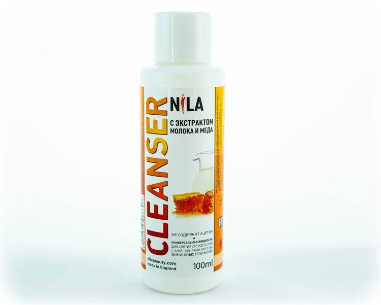 Клінсер професійний засіб для зняття липкого шару з нігтів Nila Cleanser 100мл. молоко і мед, фото 1