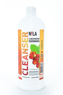Клинсер професійний засіб для зняття липкого шару з нігтів Nila Cleanser 1000мл. суниця