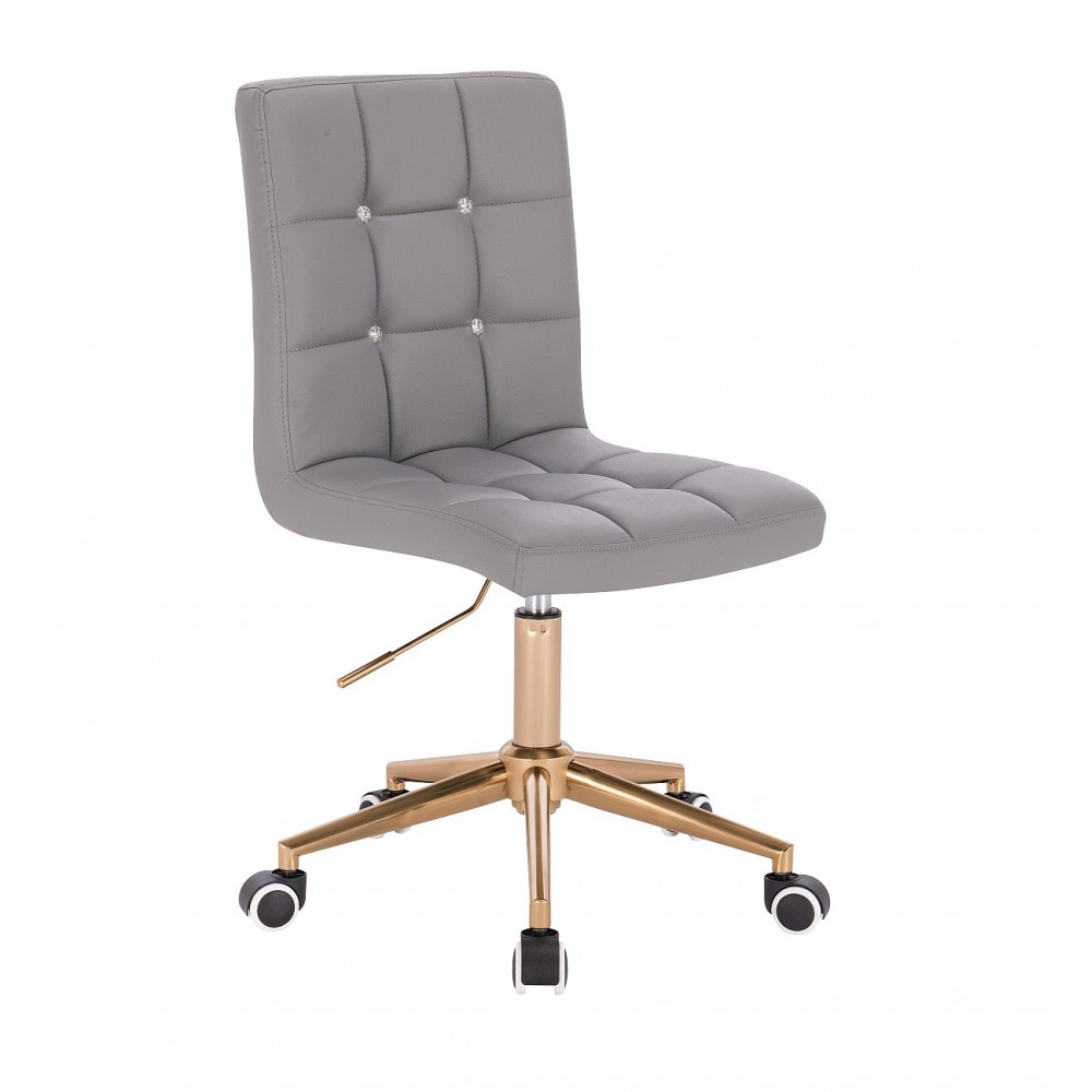 Перукарське крісло на пневматиці Bazkar HC1015CK сірий золота основа, фото 1