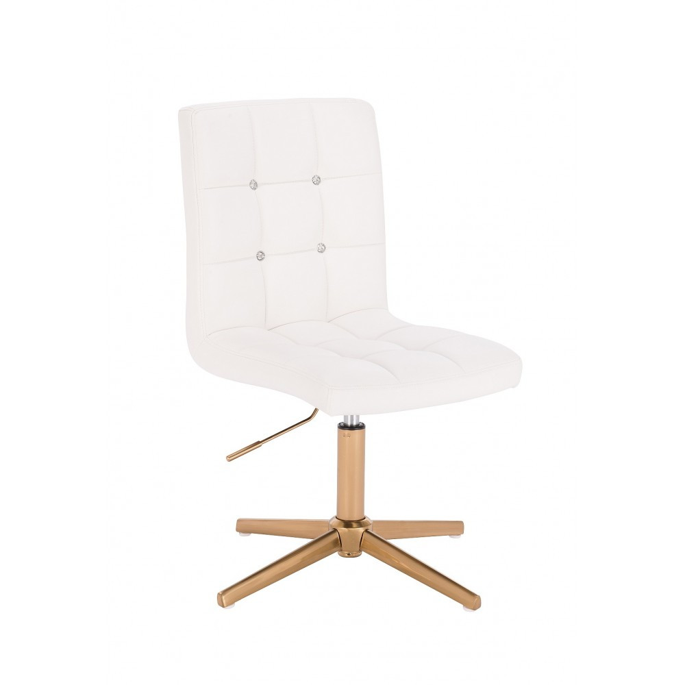 Перукарське крісло на пневматиці Bazkar HC1015CC білий золота основа