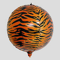 Фольгована кулька 4D сфера тигр 22" (55см) Китай