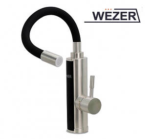 Кран водонагрівач з гнучким гусаком Wezer (SDS-F12T) FSH-67-REFLECTOR (з датч.темп.) Нержавіюча сталь