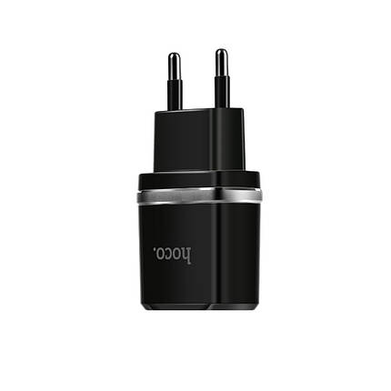 Сетевое зарядное устройство Hoco C12 2 USB 2.4A чёрное, фото 2