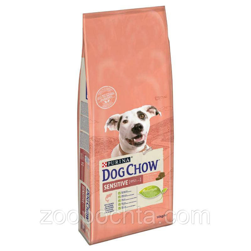 АКЦІЯ! Купуй два мішки Сухого корму для собак з лососем Dog Chow Sensitive Adult 14КГ, третій у подарунок!