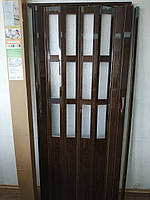 Дверь гармошка полуостекленная 860х2030х12мм Орех №4 доставка из Днепра