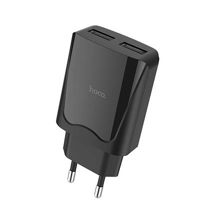 Сетевое зарядное устройство Hoco C33A 2 USB 2.4A чёрное, фото 2