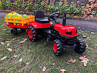 Детский трактор на педалях Biberoglu с прицепом (красный цвет)