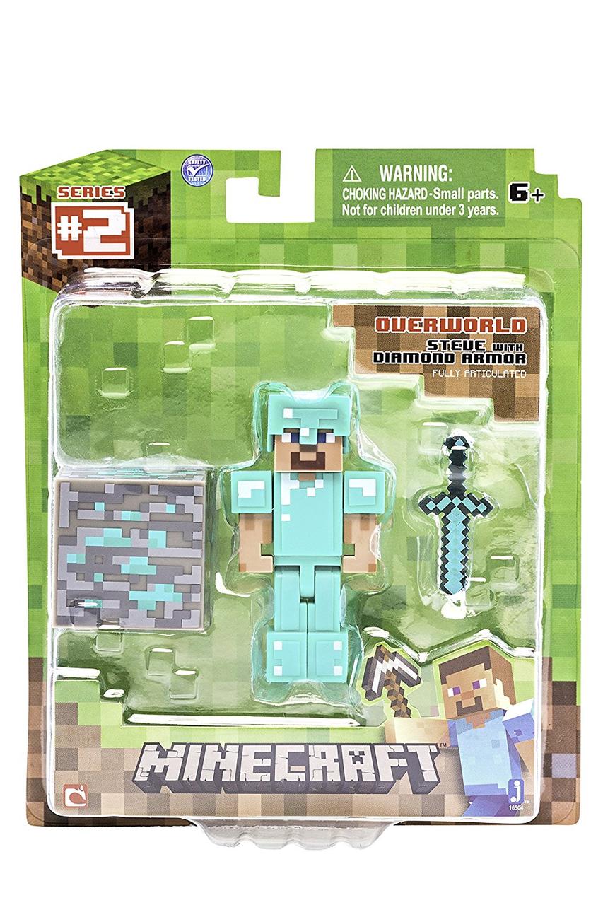 Стів в алмазній броні фігурка Майнкрафт Minecraft Diamond Steve Action оригінал Jazwares