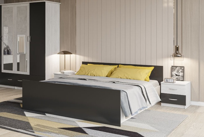 Ліжко Соня 2-сп дуб артвуд світлий/антрацит  (Світ Меблів), фото 1