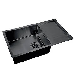 Мийка для кухні із нержавіючої сталі прямокутна MIXXUS 780x440x200мм матова 1.2мм чорна 63484 MX0561