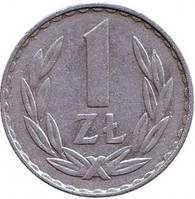 Монета 1 злотый. 1950-90 год, Польша. (В)