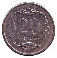 Монета 20 грошів. 2007,09 рік, Польща. (В)