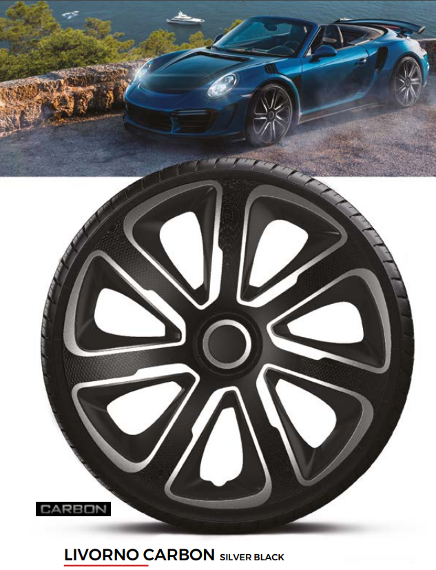 Колісні ковпаки Livorno Carbon Silver Black R16