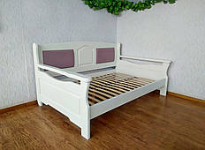 Білий полуторний диван-ліжко з масиву дерева з м'якою спинкою "Орфей Преміум — 2" від виробника