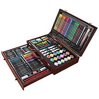 Набір для творчості та малювання в дерев'яній валізі 123 предмети No1187