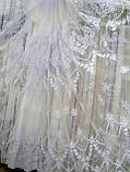 Тюль у зал, спальню, передпокій, вітальню фатин вишивка Біла Висота 3,05 м "Декарта", фото 5