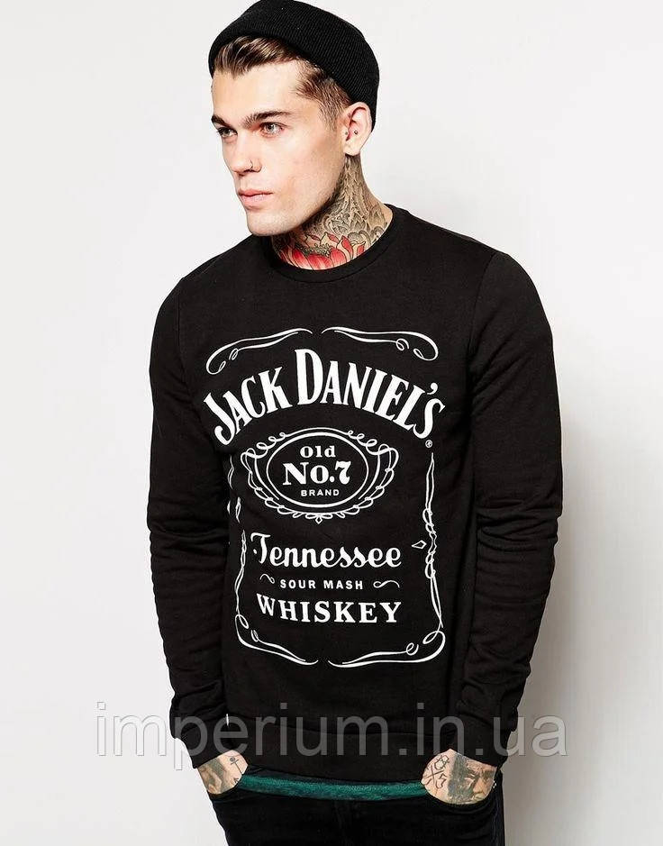 Світшот Jack Daniels white logo | чорна кофта