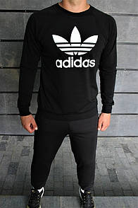 Світшот Adidas біле лого | чорна кофта