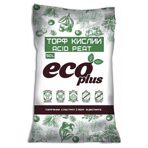 Торф кислий ECO PLUS, 50 л, фото 1