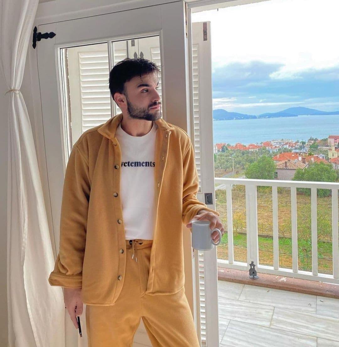 Мужской спортивный костюм оранжевый осень/весна.Кофта рубашка+штаны ...