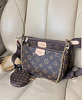 Модная женская коричневая сумка Louis Vuitton Луи Витон 3 в 1