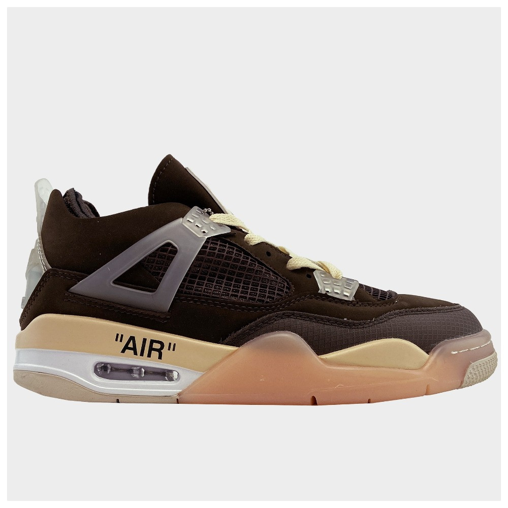 Кросівки Nike Air Jordan 4 Off-White Brown Beige Retro, коричневі кросівки найк аір джордан 4 офф вайт ретро, фото 1