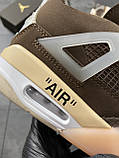Кросівки Nike Air Jordan 4 Off-White Brown Beige Retro, коричневі кросівки найк аір джордан 4 офф вайт ретро, фото 4