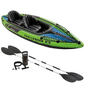 Байдарка Intex 68306 Challenger K2 надувна 351 х 76 см, двомісна, весла, насос