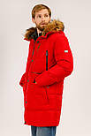 Довгий пуховик з натуральним хутром Finn Flare W19-22027-300 червоний 2XL, фото 4