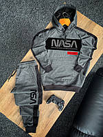 Спортивный костюм мужской Nasa темно-серый с лампасами весенний осенний Худи + Штаны Наса