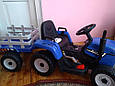 Дитячий електромобіль Трактор John Deere XMX 611 (синій колір) з причепом, фото 10
