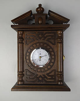 Ключниця настінна дерев’яна ручної роботи | Годинник | 6 гачків | Декоративна | Практична