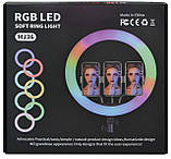 Кільцева світлодіодна LED лампа RIAS MJ36 RGB 36см Різнокольорова на 3 держателя USB дротове управління, фото 5