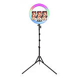 Кільцева світлодіодна LED лампа RIAS MJ36 RGB 36см Різнокольорова на 3 держателя USB дротове управління, фото 4