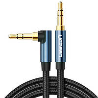 Кабель аудио Ugreen 3.5 mm AUX нейлоновая оплетка 1M Blue (AV112)