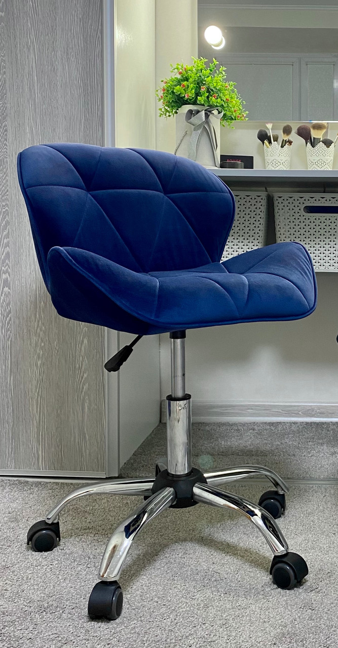 Перукарське крісло на пневматиці HR111K хром опора велюр Avelina синій, фото 1