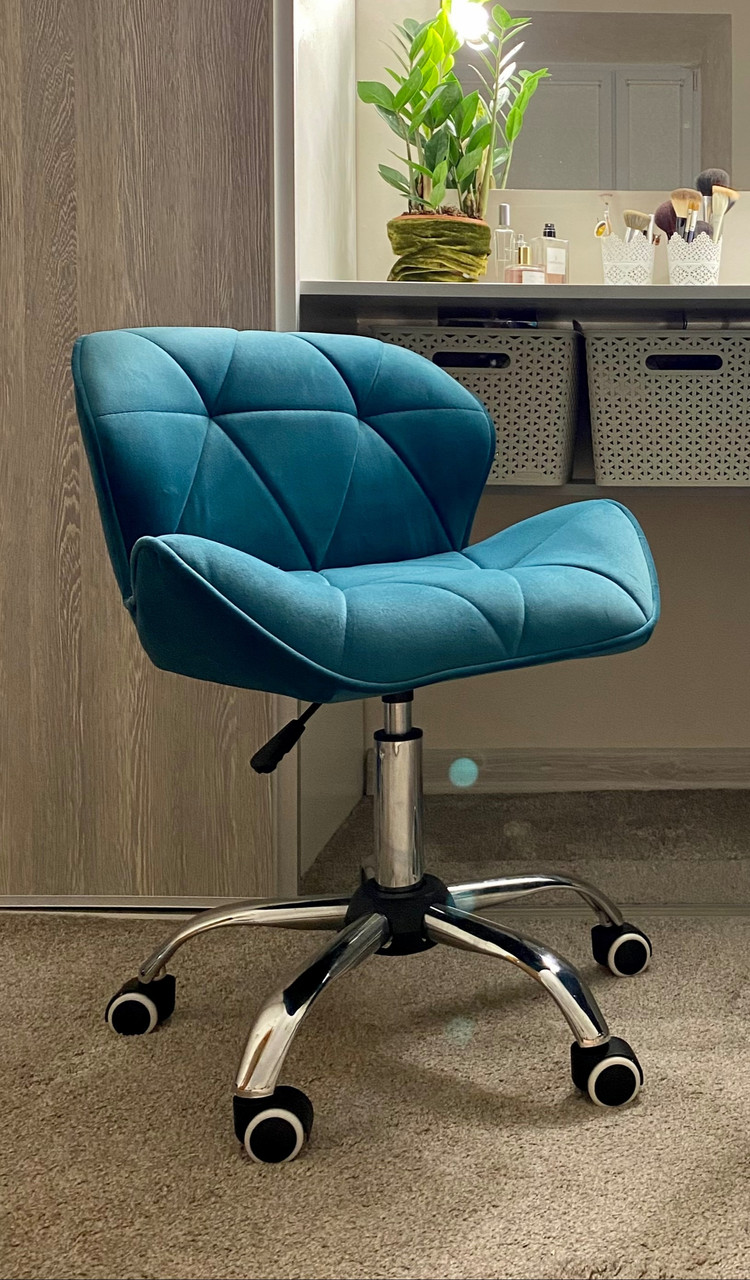 Перукарське крісло на пневматиці HR111K хром опора велюр Avelina бірюзовий